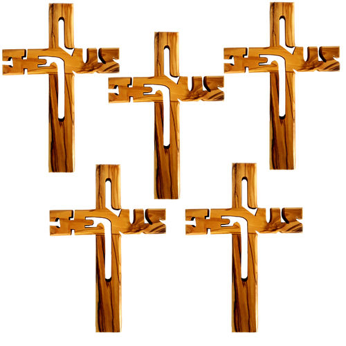 Kreuz mit Jesusinschrift, 20 cm hoch, 5 Stück
