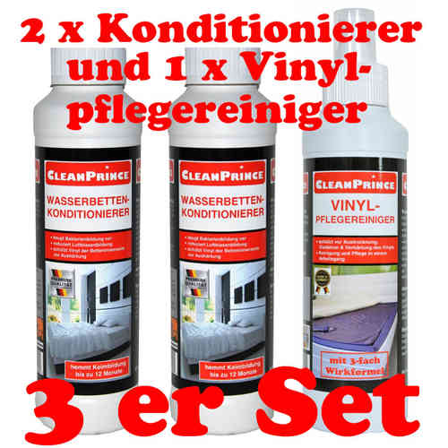 Wasserbetten Pflegeset: 1 x Vinylpflege, 2 x Konditionierer (Conditioner) à 250 ml