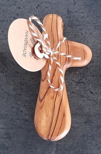 20 Stück Handschmeichler Kreuz aus Olivenholz, 11 cm Länge