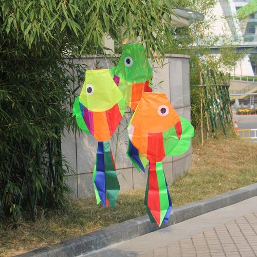 3 Stück Windspiel bunter Regenbogen-Kinder-Karpfen 75 cm x 35 cm Nylon - Windsack